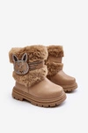 Botki Śniegowce Dziecięce z Futerkiem Beżowe Lunami