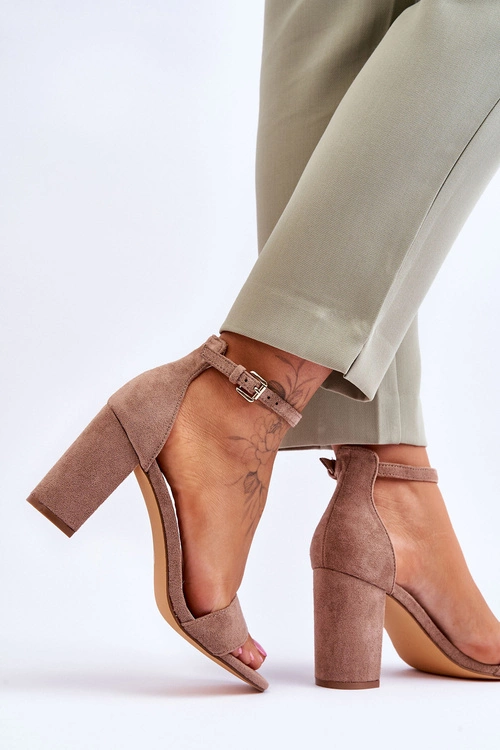 Damskie Klasyczne Zamszowe Sandały Brązowe Passo