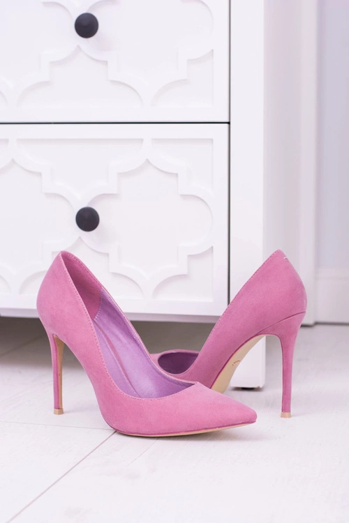 VICES Różowe Wysokie Szpilki W Szpic Zamsz Sellen