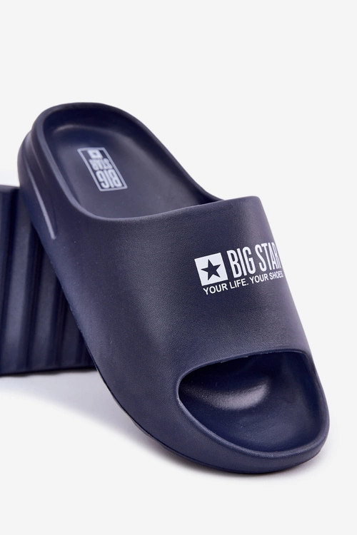 Piankowe Klapki Męskie Z Logo Big Star RR174A014 Granatowe