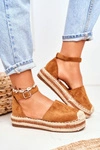 Espadryle Damskie Na Platformie Słomkowe Camel Toca Toca