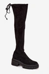 Zamszowe Damskie Kozaki Za Kolano Czarne Cheera