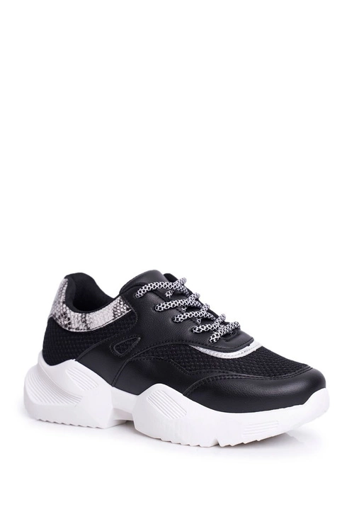 Sportowe Damskie Buty Wężowe Czarne Giselle