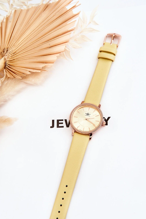 Damski Klasyczny Zegarek Na Pasku Michael John Żółty