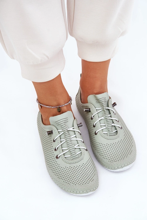 Półbuty Damskie Ze Skóry Naturalnej Artiker 54C0833 Jasnozielone