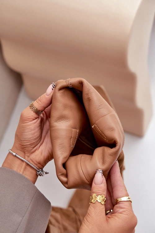 Zamszowe Kozaki Na Niskim Obcasie Z Cholewką Przed Kolano Zazoo 3444/O Camel