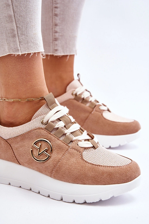 Damskie Buty Sportowe Na Platformie Beżowe Aisha