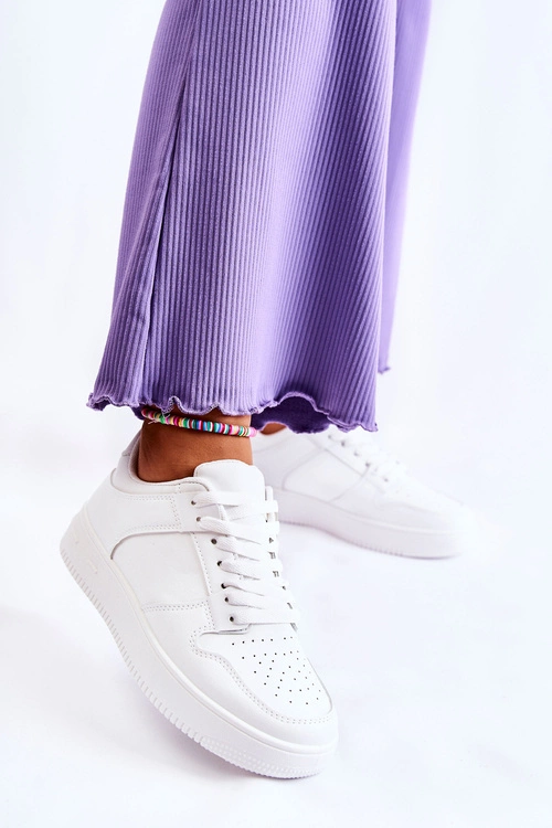 Damskie Sportowe Buty Wiązane Białe Toscana