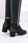 Damskie Czarne Skórzane Botki Na Słupku Nicole