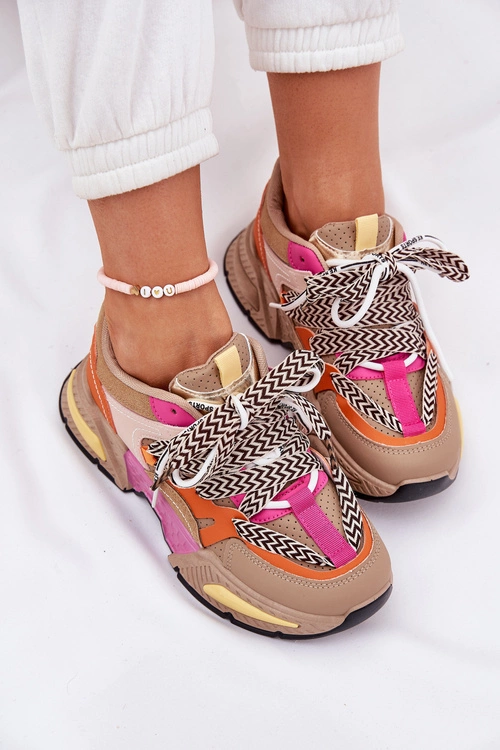 Sneakersy Buty Sportowe Damskie Z Podwójnym Sznurowaniem Khaki Efobell