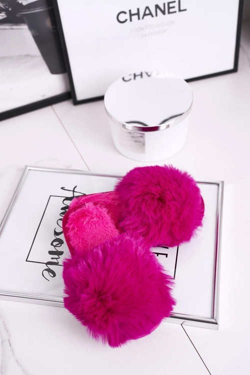 Dziecięce Papcie Klapki z Futerkiem Fuksja Snow Ball