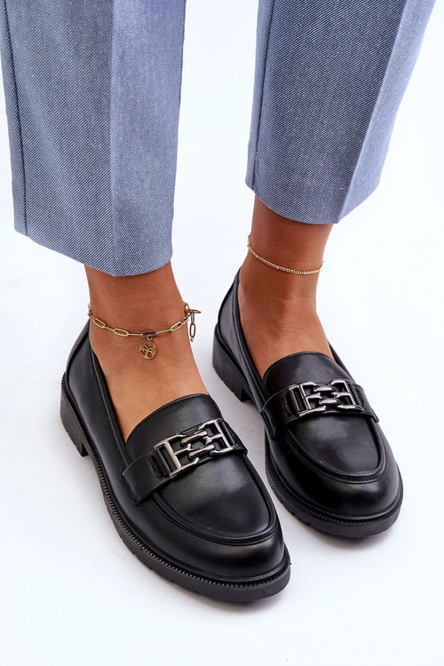 Damskie Mokasyny Z Ozdobą S.Barski HY372 Czarne