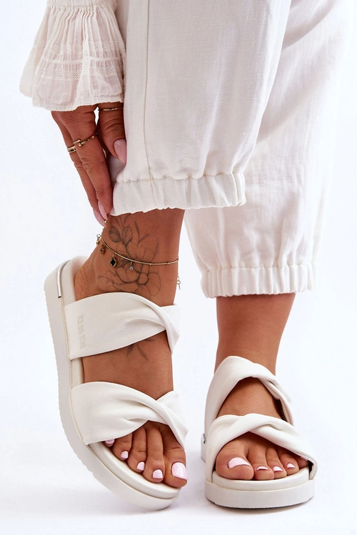 Damskie Płaskie Klapki Big Star LL274A121 Białe