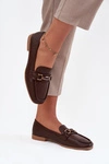 Półbuty Loafersy Damskie Z Ozdobą Brązowe Priscelle