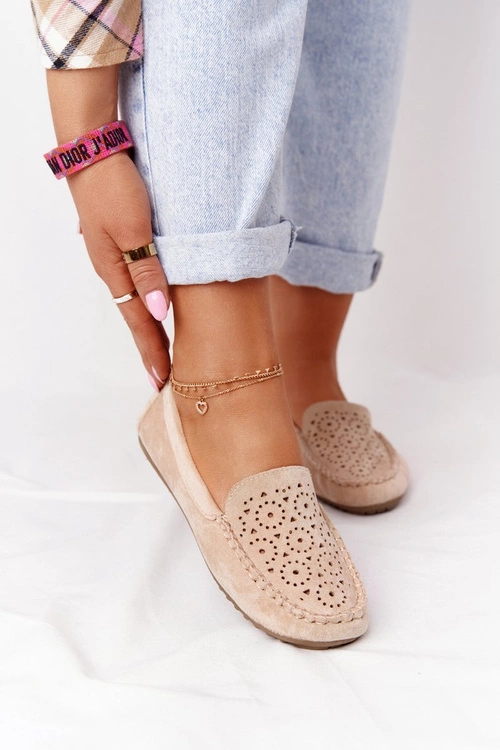 Damskie Zamszowe Mokasyny Beżowe Molly