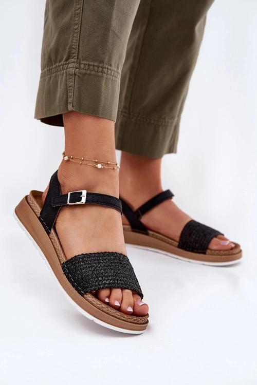 Sandały Damskie Z Plecionką Na Pasku Inblu GS000050 Czarne