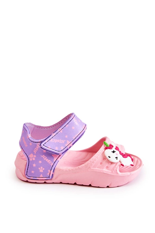 Dziecięce Lekkie Sandały Z Ozdobami Różowo-Fioletowe Trusty