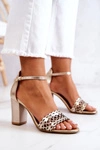Skórzane Sandałki Ażurowe Lewski 2869 Złote