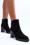 Zamszowe Botki Na Obcasie Czarne Makeline