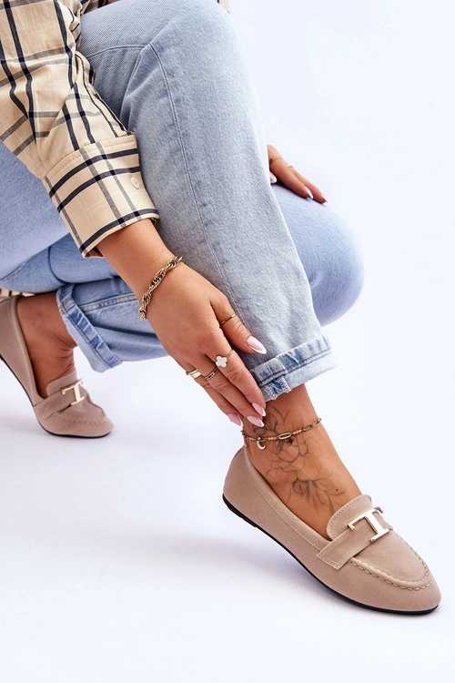 Klasyczne Wsuwane Mokasyny Jasnobeżowe Carly