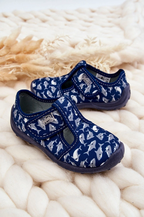 Dziecięce Półbuty Papcie Befado Rekiny 010X032 Granatowe