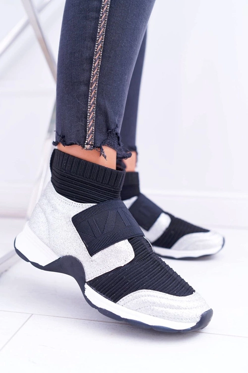 Obuwie Sportowe Damskie Lu Boo Ze Skarpetą Srebrny Brokat Phantom