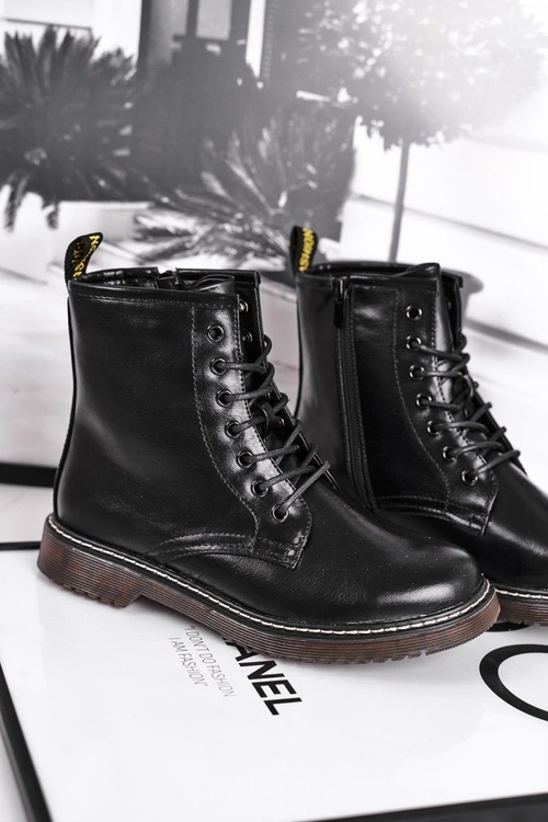 Botki Damskie Trapery Glany Czarne Marita