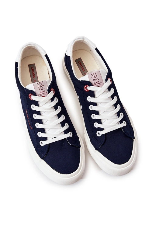 Modne Klasyczne Trampki Cross Jeans JJ1R4028C Granatowe