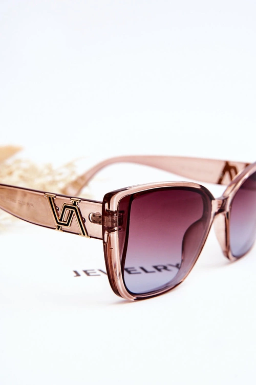 Okulary Przeciwsłoneczne Z Ozdobą UV400 Prius V202 Transparentne Różowe