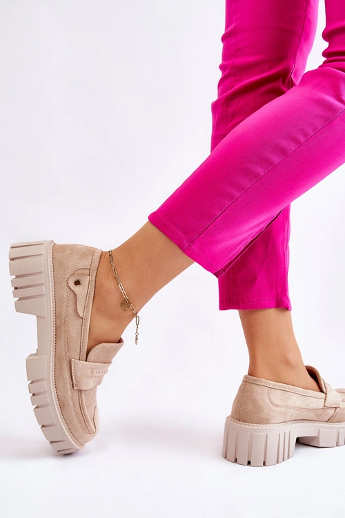 Damskie Zamszowe Wsuwane Półbuty Beżowe Fiorell