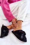 Damskie Futrzane Papcie Z Pomponami Czarne Castello