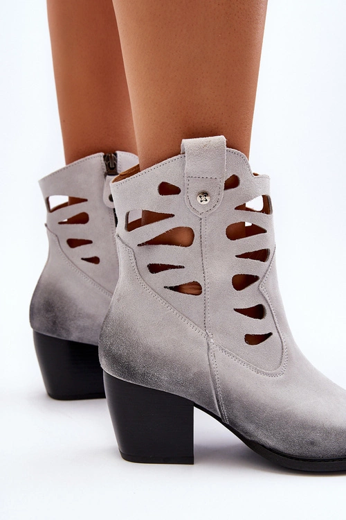 Skórzane Botki Z Wycięciami Maciejka 06412-11 Białe