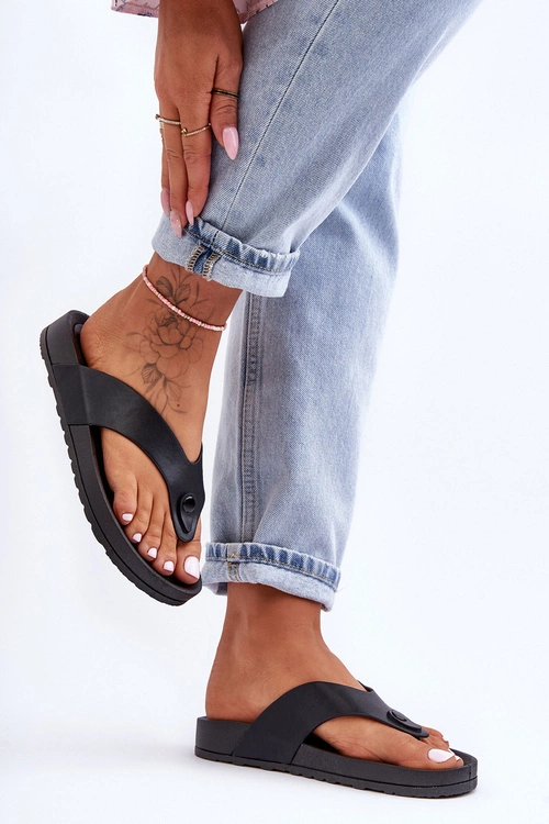 Damskie Klapki Japonki Na Platformie Czarne Bellitta