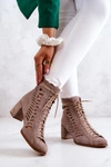 Zamszowe Ażurowe Botki Maciejka 05508-04 Beżowe
