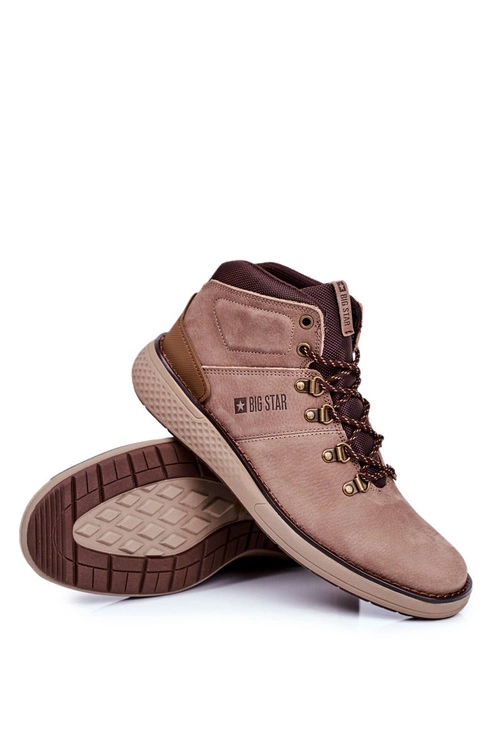 Męskie Trzewiki Skórzane Trekkingi Big Star Brązowe GG174492