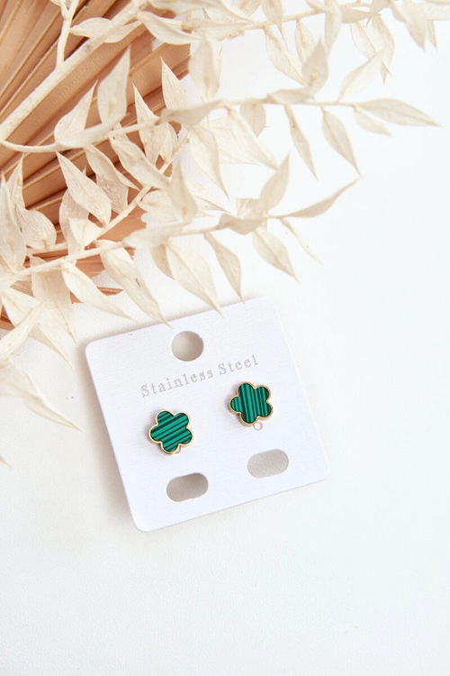 Delikatne Kolczyki Kwiaty Zielono-Złote