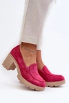 Półbuty Damskie Eko Zamszowe Na Obcasie i Platformie Fuksja Arablosa 