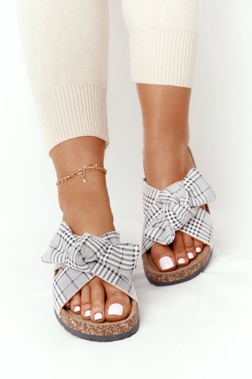 Klapki Na Korkowej Podeszwie Vinceza 20-30105 Szare W Kratę