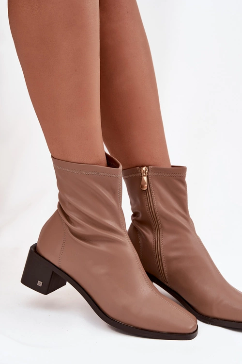 Damskie Botki Na Obcasie Vinceza 23-10791 Beżowe