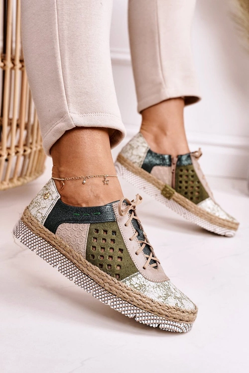 Damskie Skórzane Półbuty Maciejka Zielone 03339-09