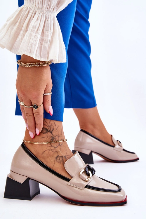 Wygodne Czółenka Na Niskim Obcasie Beżowe Valenti