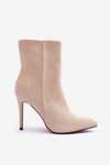 Zamszowe Botki Na Szpilce Jasnobeżowe Eberpia