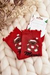 Damskie Błyszczące Świąteczne Skarpety Z Misiem Czerwone