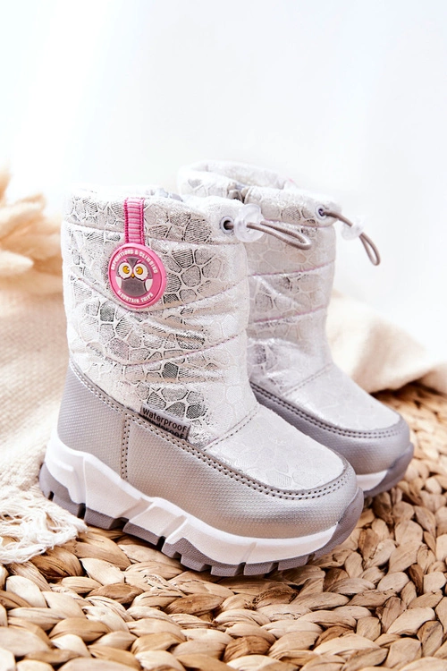 Dziecięce Ocieplane Śniegowce Na Suwak Srebrno-Białe Laoth