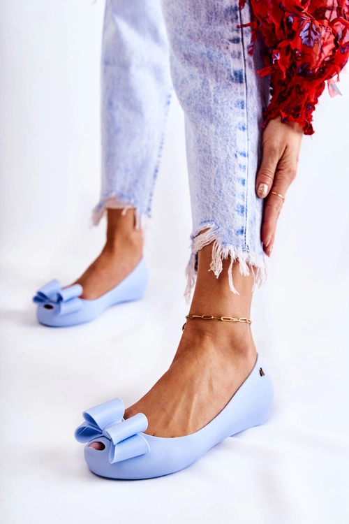 Damskie Gumowe Baleriny Z Kokardą Niebieskie Florret