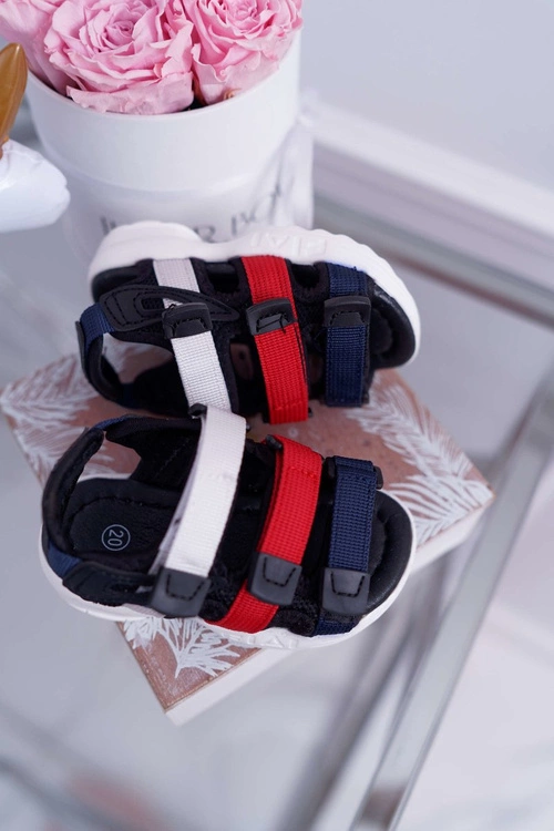 Dziecięce Sandały Na Rzepy Dla Dziewczynki Chłopca Czarne Fima