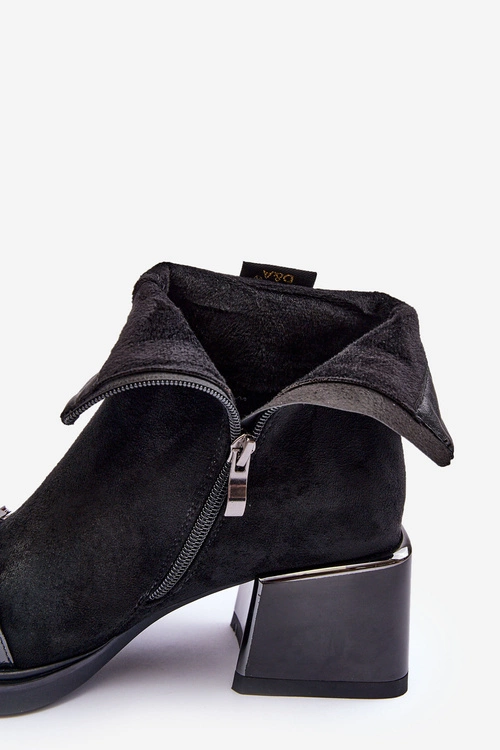 Zamszowe Botki Na Masywnym Klocku S.Barski MR870-70 Czarne