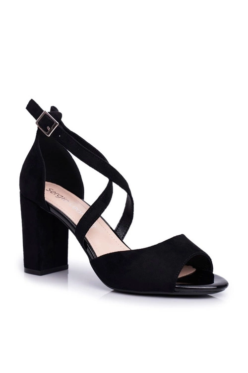 Sandały Damskie Na Słupku Sergio Leone Czarne SK865