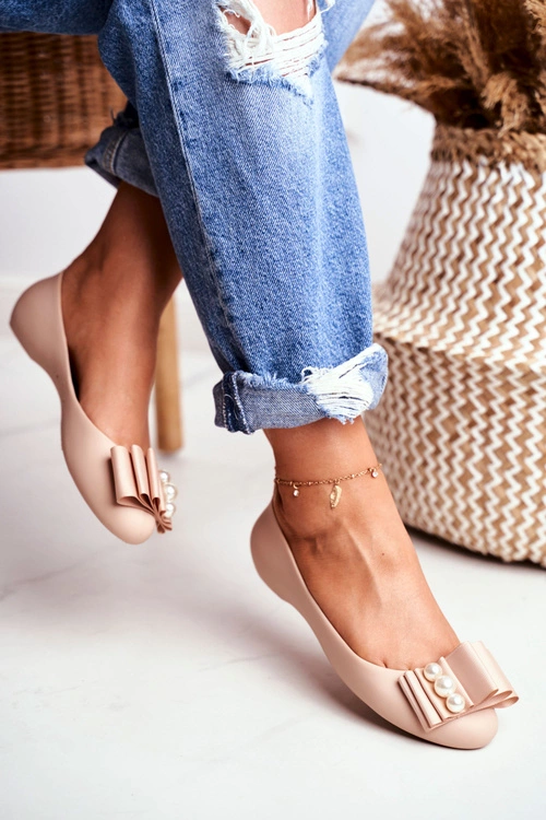 Gumowe Balerinki Meliski Kokardy Beżowe Joleen