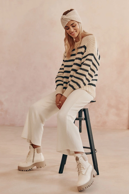 Damskie Skórzane Trapery Botki Jasnobeżowe Lemar Vergo